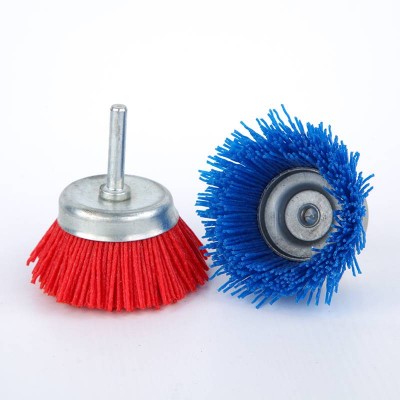 Abrasive Wire Grinding Wheel Drill Nylon Bristle Brush For Wood Furniture Mahogany Polishing Grit 180 Nylon 1in